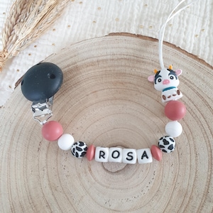 Personalized pacifier clip, cow pacifier clip, pearl pacifier clip, silicone pacifier clip, cow pacifier clip, baby gift