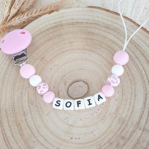 Personalized pacifier clip, flower print pacifier clip, pearl pacifier clip, silicone pacifier clip, flower pacifier clip