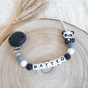Personalized pacifier clip, panda pacifier clip, pearl pacifier clip, silicone pacifier clip, panda pacifier clip, baby gift