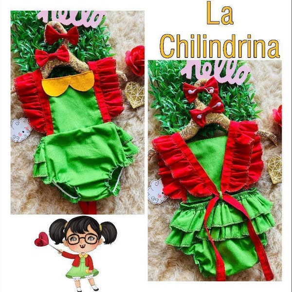 Chilindrina Outfit Girl, Traje De Chilindina, La Chilindrina Outfit, Baptism -Party Halloween - Dia de Muertos - Christmas - PJ