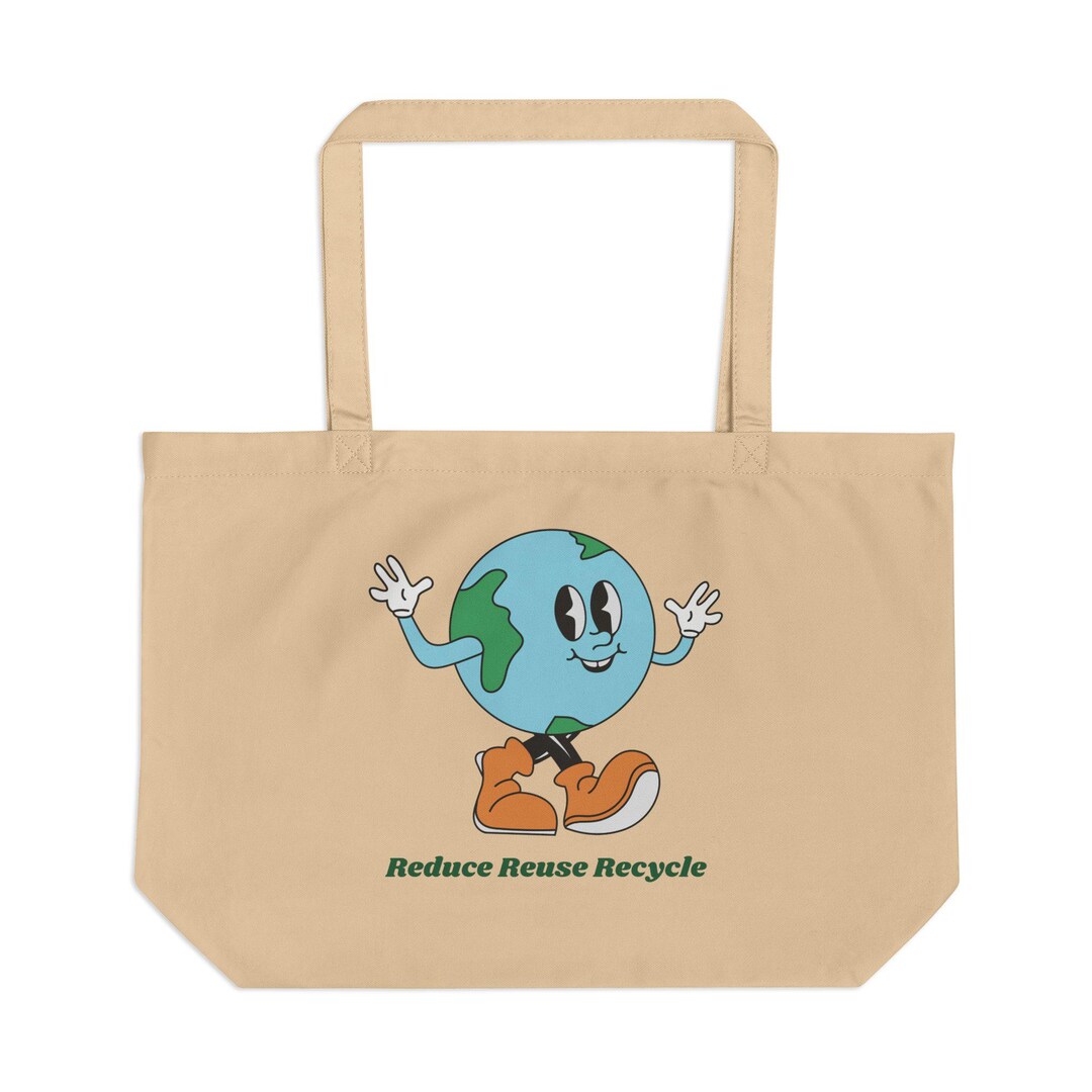 Eco-friendly Tote Bag With Earth Design - Reduce Reuse Recycle ...