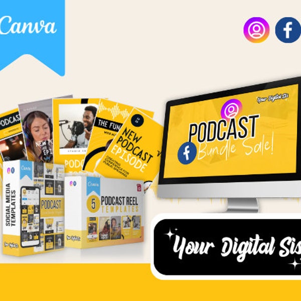 Podcast Pro Pack: Reels & Graphics Combo. Podcast Bundle,  Podcast Reels and Graphics Template