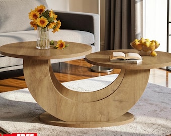 Mesa de centro de dos niveles estilo casa de campo