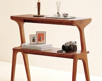 Solid Wood Slim End Table Shelf