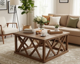 Massivholz Bauernhaus Quadratischer Couchtisch