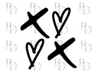 XOXO SVG, Valentine's Day svg, Valentine Cut File, Heart svg, Hugs and Kisses cut file, Valentine's Day 2023 design, cricut, silhouette svg
