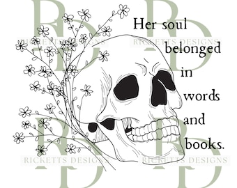 Skull Book SVG, Reader SVG, Booktok, Book Quote SVG