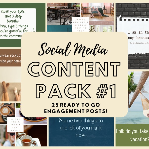 Social Media Content Pack, Facebook Engagement Posts for Photographers, Social Sellers, VIP Groups, Content Planners, Content Creation