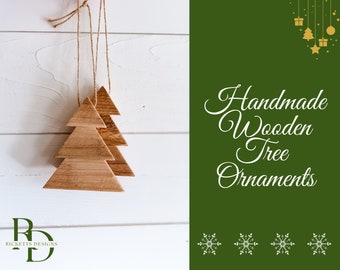 Handmade Christmas Tree Ornaments, Repurposed Wood Tree Ornaments, Wooden Trees for Christmas