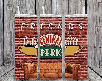 Friends 20oz Tumbler Cup, Friends TV Show Fan, Central Perk, Rachel, Phoebe, Ross, Monica, Chandler, Matthew Perry