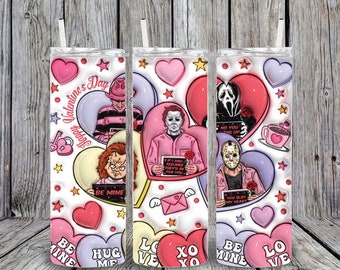Scary Valentines 3D 20oz Tumbler, Horror Lover, Gift, Valentines Day