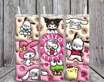 Hello Kitty 3D 20oz Tumbler, Anime Lover Cup, Gift for her, Gift, Coffee