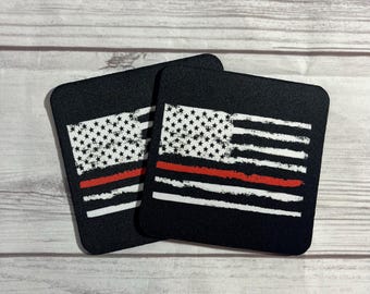 Thin Red Line Coasters, Law Enforcement, Firefighter