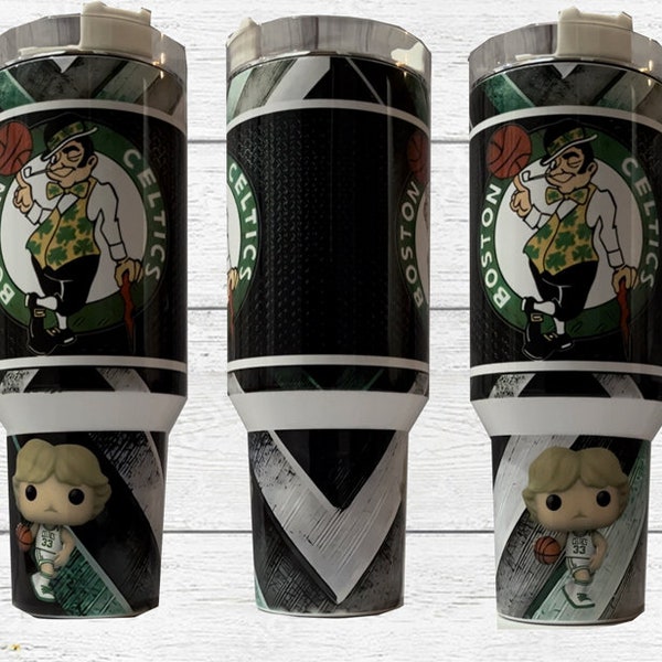 Boston Celtics Larry Bird 40oz Tumbler Cup with Handle, NBA Tumbler, Basketball Cup, Celtics NBA