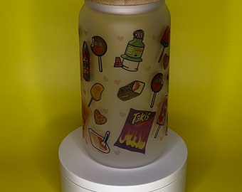 Mexican Candy 16 oz Glass Tumbler Cup, Candy lover, Coffee cup, Gift for her, Gift for him, Birthday present