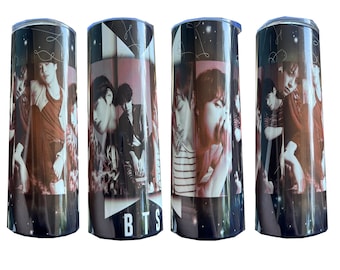 BTS Army KPOP 20 oz Tumbler Straight Skinny Tumbler Dalmajung Jungkook Jimin RM Taehyung Suga JHope Jin
