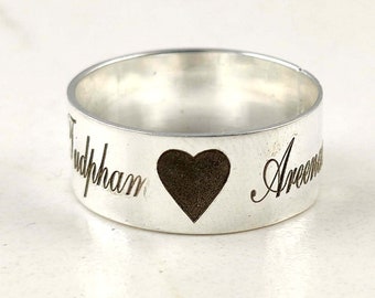 Name Ring, Couple Name Ring, Romantic Ring, Personalized Ring, Handwriting Ring, Eternity Ring, Engraved Ring, Gift For Her