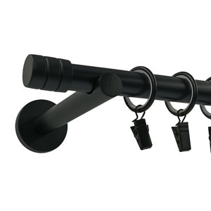 Tringle à rideau noir mat 19 mm avec embouts en coupelle de moulin simples