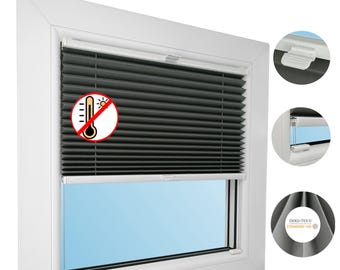 Premium Pleated Blind, Custom Size, Thermal Fabric, Drill Installation