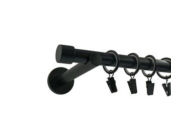 Black matte Curtain rod Ø19mm with straight cup finials