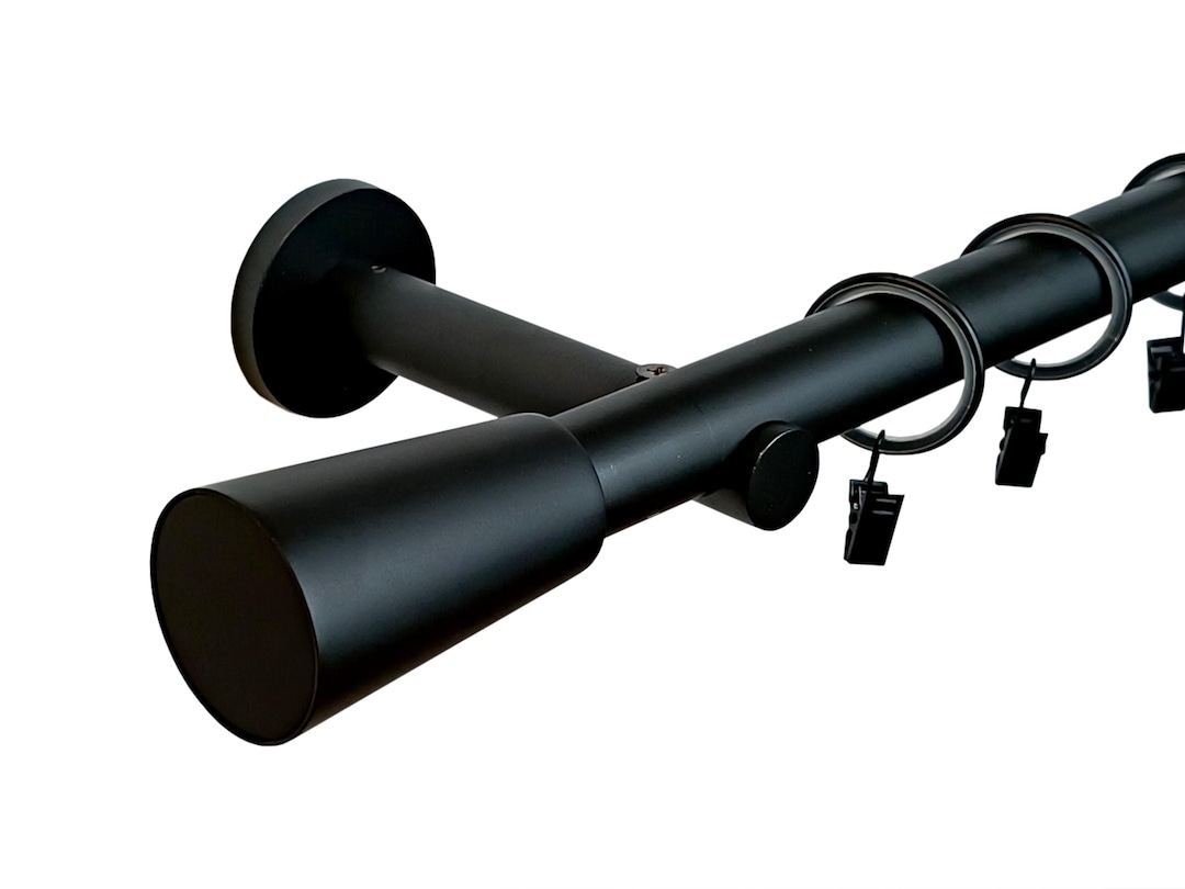Asta Per Tende Nera Opaca Regolabile (182-365 Cm) - Confezione Da 2 Con Terminali A Sfera - Diametro 2,5 Cm