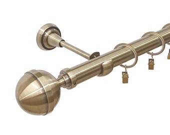Bastone per tenda in oro antico da 25 mm con elegante punta a sfera