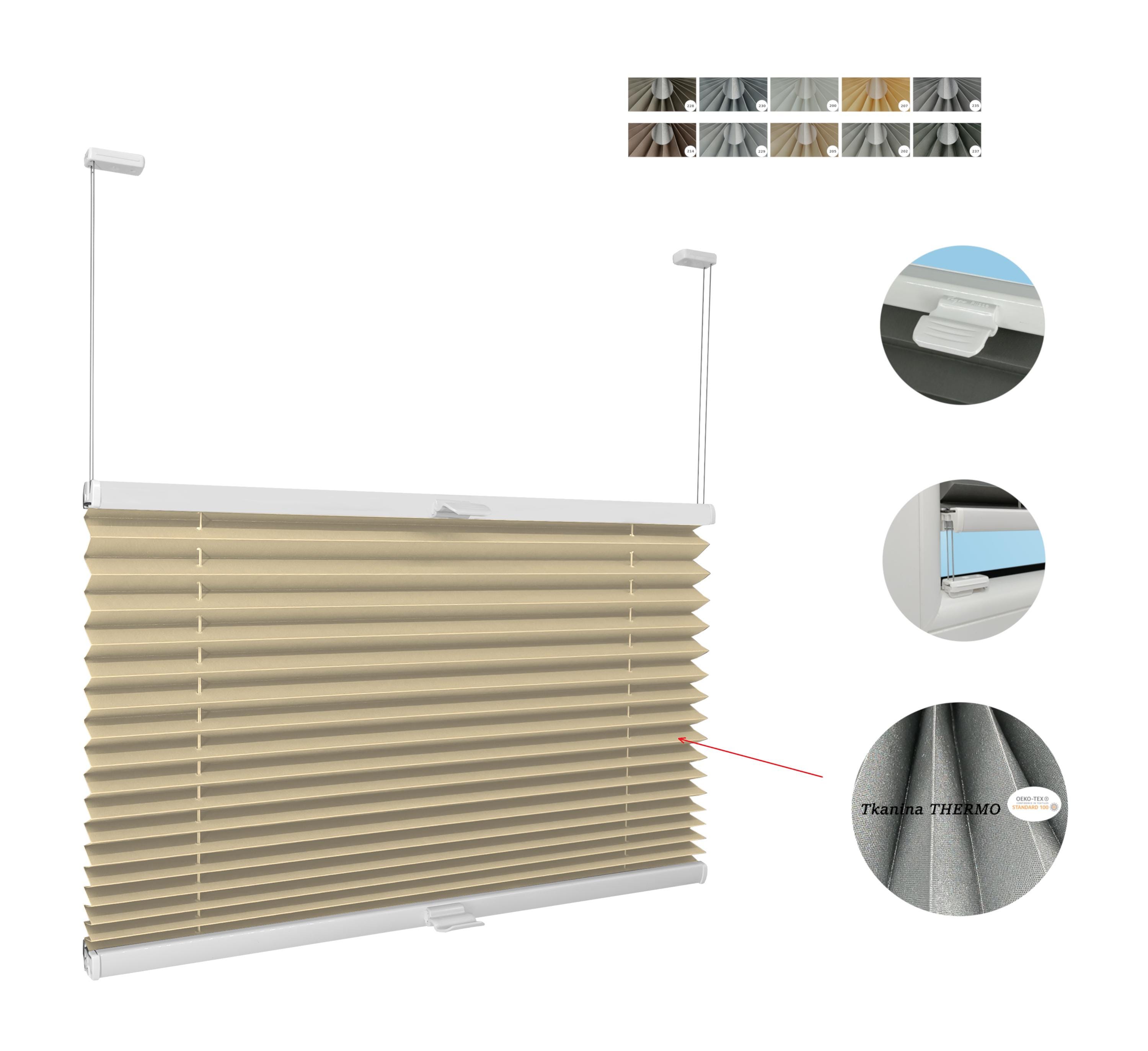 Estores Térmicos Plisados A Medida - Sin Taladrar, Para Ventanas De 30-130cm Ancho X 40-230cm Alto