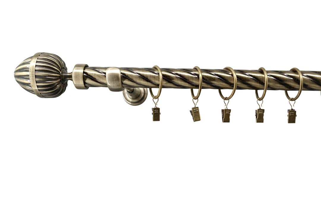 Antique Gold Grooved Pipe Curtain Rod Ø25mm With Finials in Etsy
