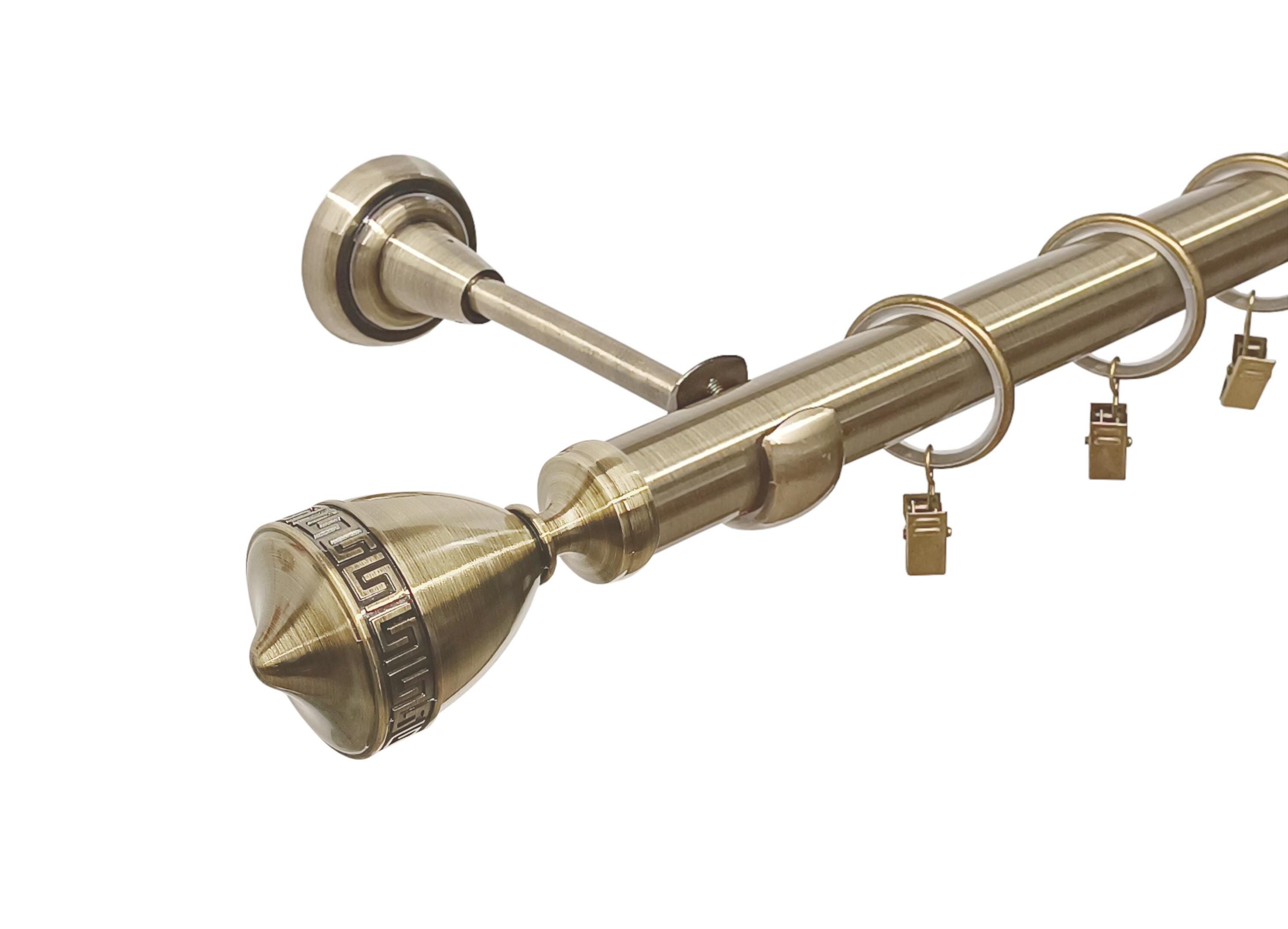 tendaggimania® Bastone in Legno Diametro 35 mm per Tenda, Asta con Set completo Anelli Supporti Terminali - Personalizzabile (SPARTA) - Manuale, 240 CM, Oro zecchino