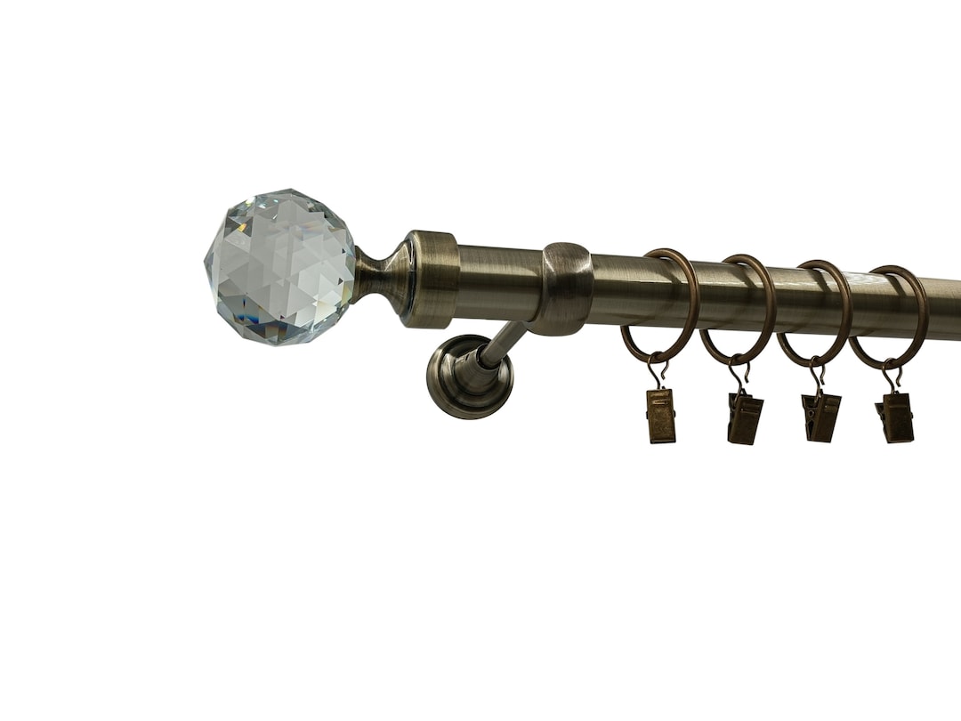 Antique Gold Curtain Rod Ø25mm With CRYSTAL BALL Finials Etsy