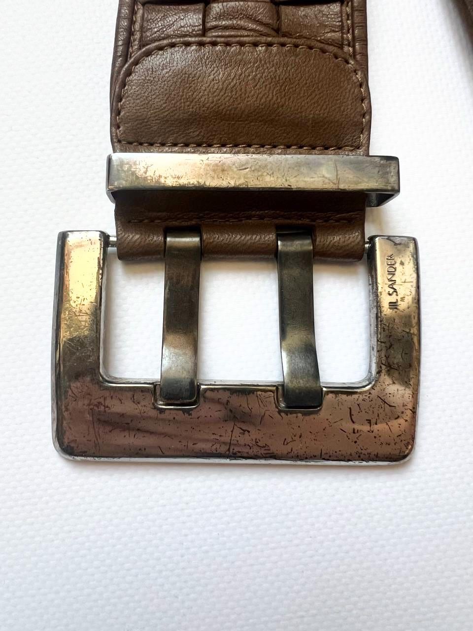 Vintage Jil Sander Cream Braided Belt Gold-Tone Buckle Size 70 Rare Vintage Rare Jil Sander 90s Leather Belt Pleated Braided  main image 2