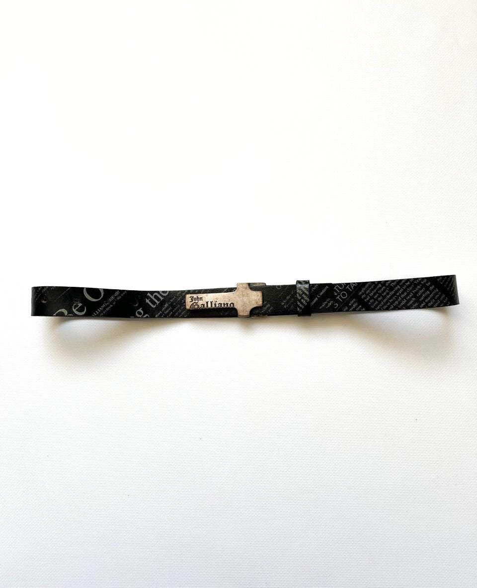 Vintage John Galliano Printed Newspaper Gazette Logo Belt With
