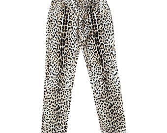 RZADKIE spodnie jeansowe Vintage Just Roberto Cavalli z lat 2000. z nadrukiem w panterkę, rozmiar S, pasują na 28