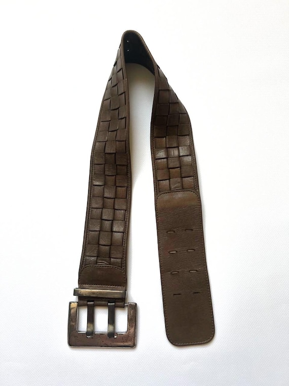Vintage Rare Jil Sander 90s Leather Belt Pleated Braided  display picture 1