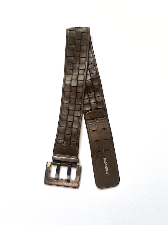 Vintage Jil Sander Cream Braided Belt Gold-Tone Buckle Size 70 Rare Vintage Rare Jil Sander 90s Leather Belt Pleated Braided  main image 4