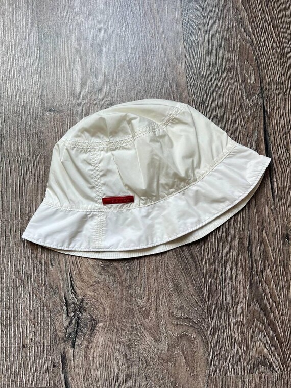 Vintage Prada Linea Rossa Sport Red Tab White Nylon Bucket  display picture 2