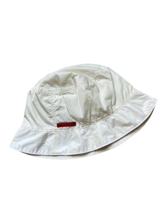 Vintage Prada Linea Rossa Sport Red Tab White Nylon Bucket  display picture 3