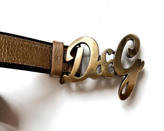 D&G Brown Leather Belt with Gold D&G Logo Buckle Vintage! Perfect Condition! Dolce & Gabbana | Accessories | Authentic Dg Belt In Brown  main image 3