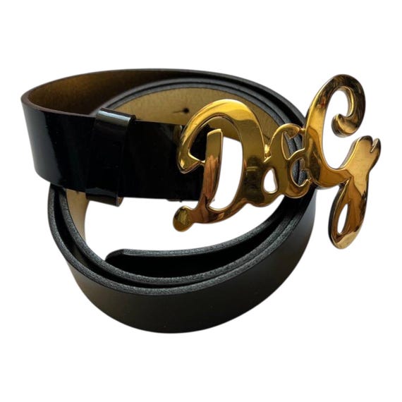 Dolce Gabbana D&G Vintage Rare Classic Gold Buckle Patent  display picture 2