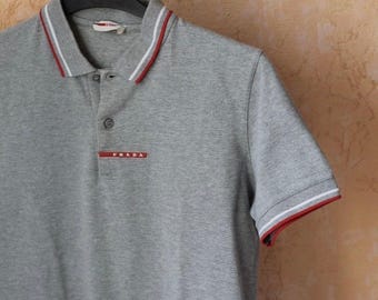 Vintage Prada red tab gray gray polo t shirt size m medium