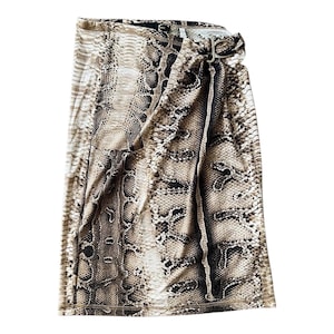 Vintage Just Cavalli 2000-tals kjol med ormskinn och pytontryck i metall, storlek 42