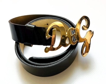 Vintage John Galliano Printed Newspaper Gazette Logo Belt With