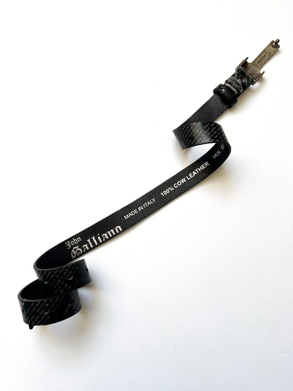 Vintage John Galliano Printed Newspaper Gazette Logo Belt With
