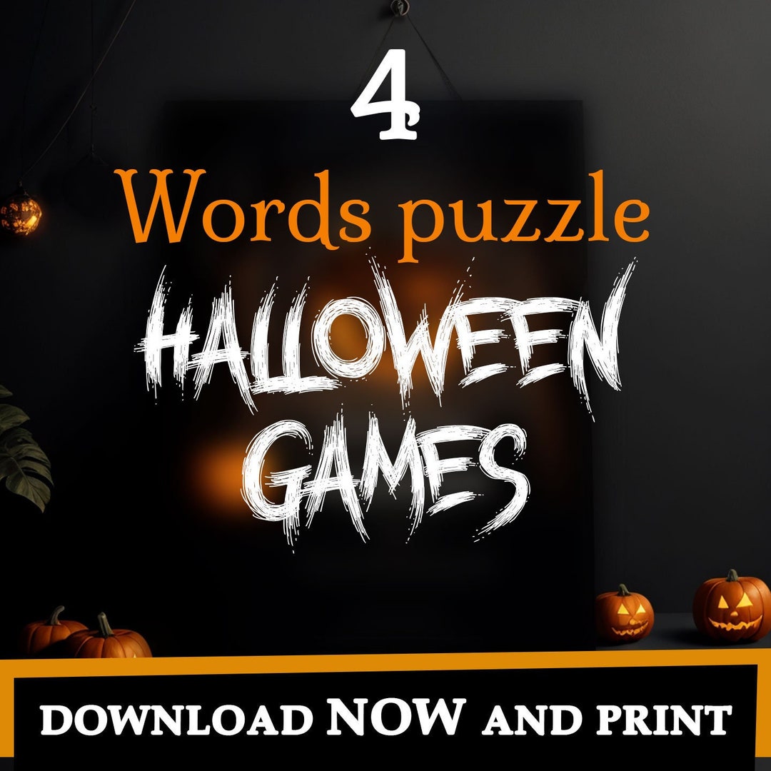 4 Halloween Words Puzzle Games for Adults Halloween Games Etsy