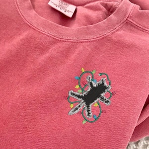 Embroidered Electrocuted Cat Christmas Lights Sweatshirt: Funny Holiday Pullover image 1