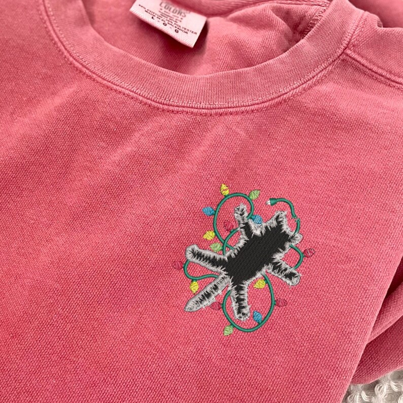Embroidered Electrocuted Cat Christmas Lights Sweatshirt: Funny Holiday Pullover image 1