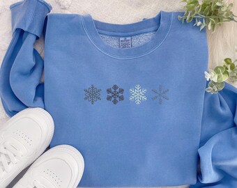 Embroidered Snowflake Crewneck Sweatshirt
