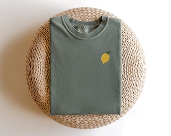 Embroidered Mini Lemon Garment Dyed T-shirt