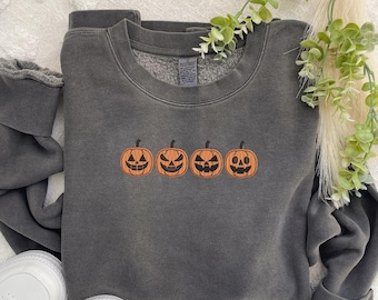 Embroidered Jack O' Lanterns Crewneck Sweatshirt