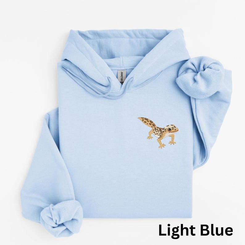 Sudadera con capucha de gecko leopardo bordado: sudadera para amantes de los reptiles imagen 8
